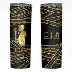 Egyptian God Ptah Skinny Tumbler Gold Mummy Wrap Hieroglyphics Patterns