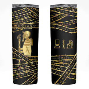 Egyptian God Ptah Skinny Tumbler Gold Mummy Wrap Hieroglyphics Patterns