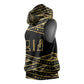 Egyptian God Ptah Sleeveless Hoodie Gold Mummy Wrap Hieroglyphics Patterns