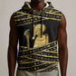 Egyptian God Ptah Sleeveless Hoodie Gold Mummy Wrap Hieroglyphics Patterns