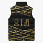 Egyptian God Ptah Sleeveless Puffer Jacket Gold Mummy Wrap Hieroglyphics Patterns