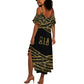 Egyptian God Ptah Summer Maxi Dress Gold Mummy Wrap Hieroglyphics Patterns