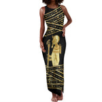 Egyptian God Ptah Tank Maxi Dress Gold Mummy Wrap Hieroglyphics Patterns