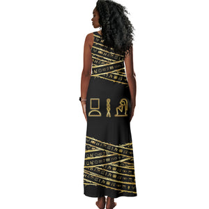 Egyptian God Ptah Tank Maxi Dress Gold Mummy Wrap Hieroglyphics Patterns