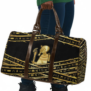 Egyptian God Ptah Travel Bag Gold Mummy Wrap Hieroglyphics Patterns