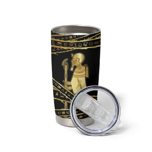 Egyptian God Ptah Tumbler Cup Gold Mummy Wrap Hieroglyphics Patterns
