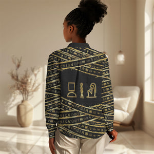 Egyptian God Ptah Women Casual Shirt Gold Mummy Wrap Hieroglyphics Patterns