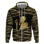 Egyptian God Ptah Zip Hoodie Gold Mummy Wrap Hieroglyphics Patterns