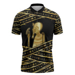 Egyptian God Ptah Zipper Polo Shirt Gold Mummy Wrap Hieroglyphics Patterns