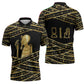 Egyptian God Ptah Zipper Polo Shirt Gold Mummy Wrap Hieroglyphics Patterns