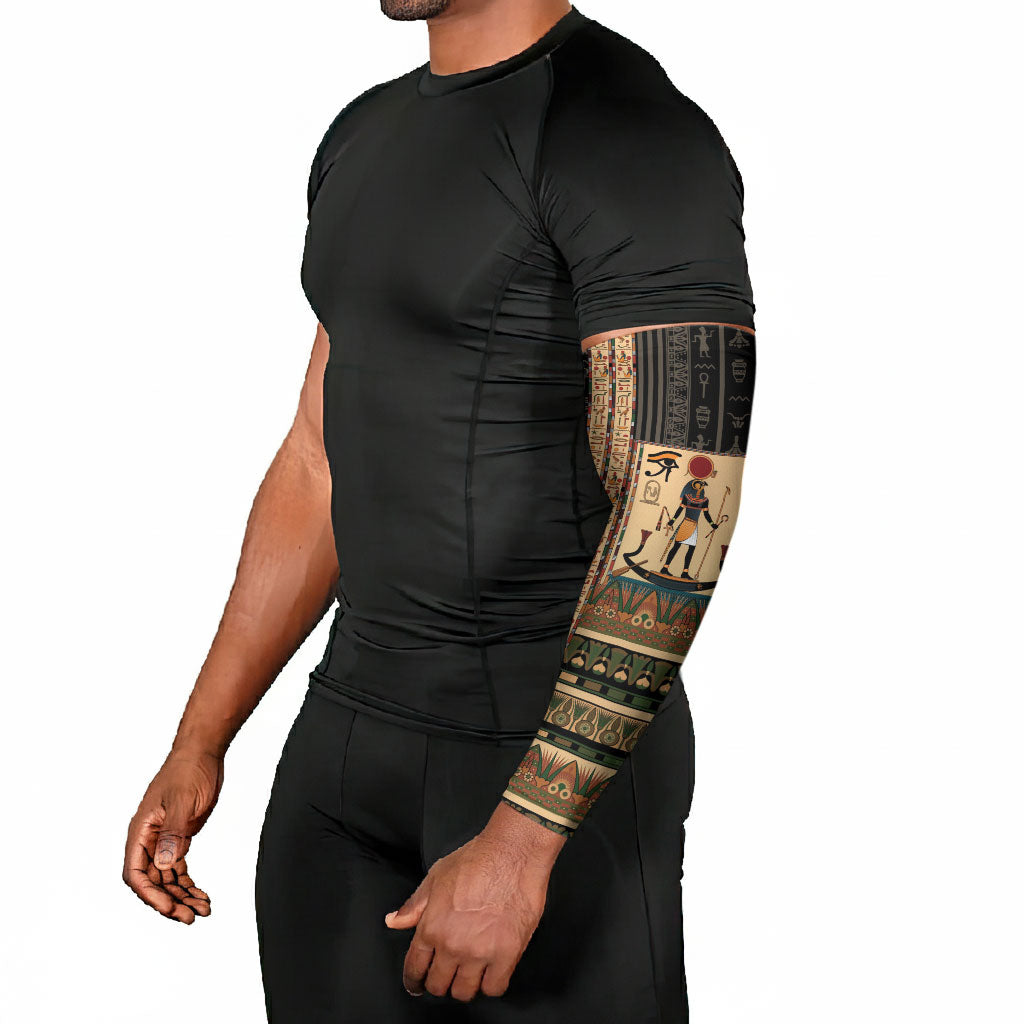 Egyptian God Ra Arm Sleeves Ancient Mythology Solar Barque Falcon