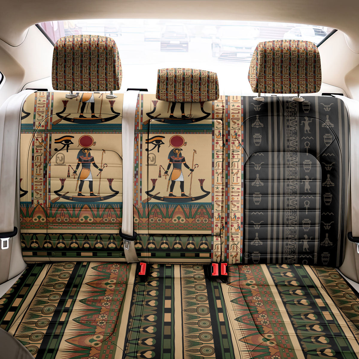Egyptian God Ra Back Car Seat Cover Ancient Mythology Solar Barque Falcon