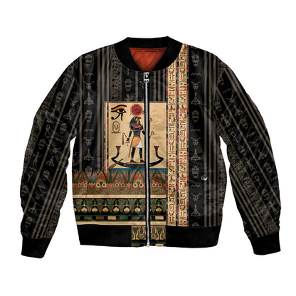 Egyptian God Ra Bomber Jacket Ancient Mythology Solar Barque Falcon