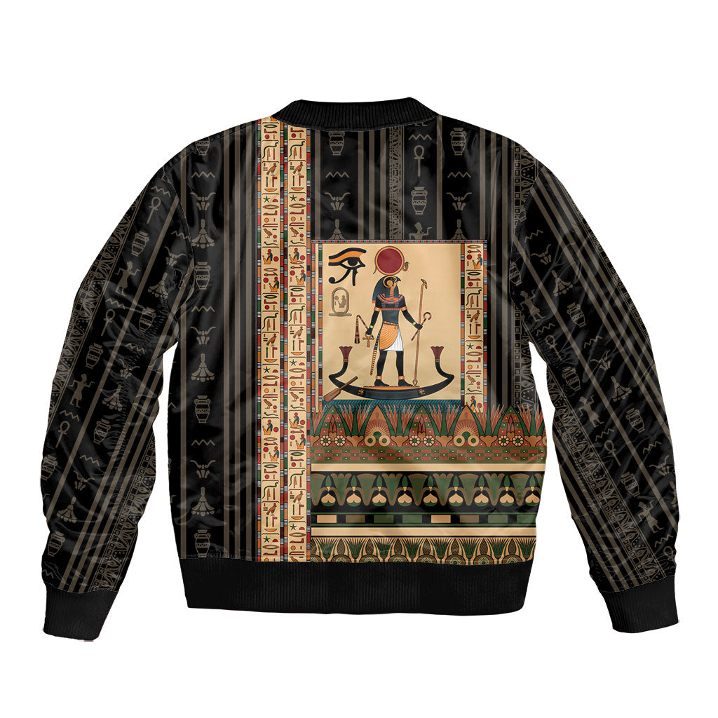Egyptian God Ra Bomber Jacket Ancient Mythology Solar Barque Falcon