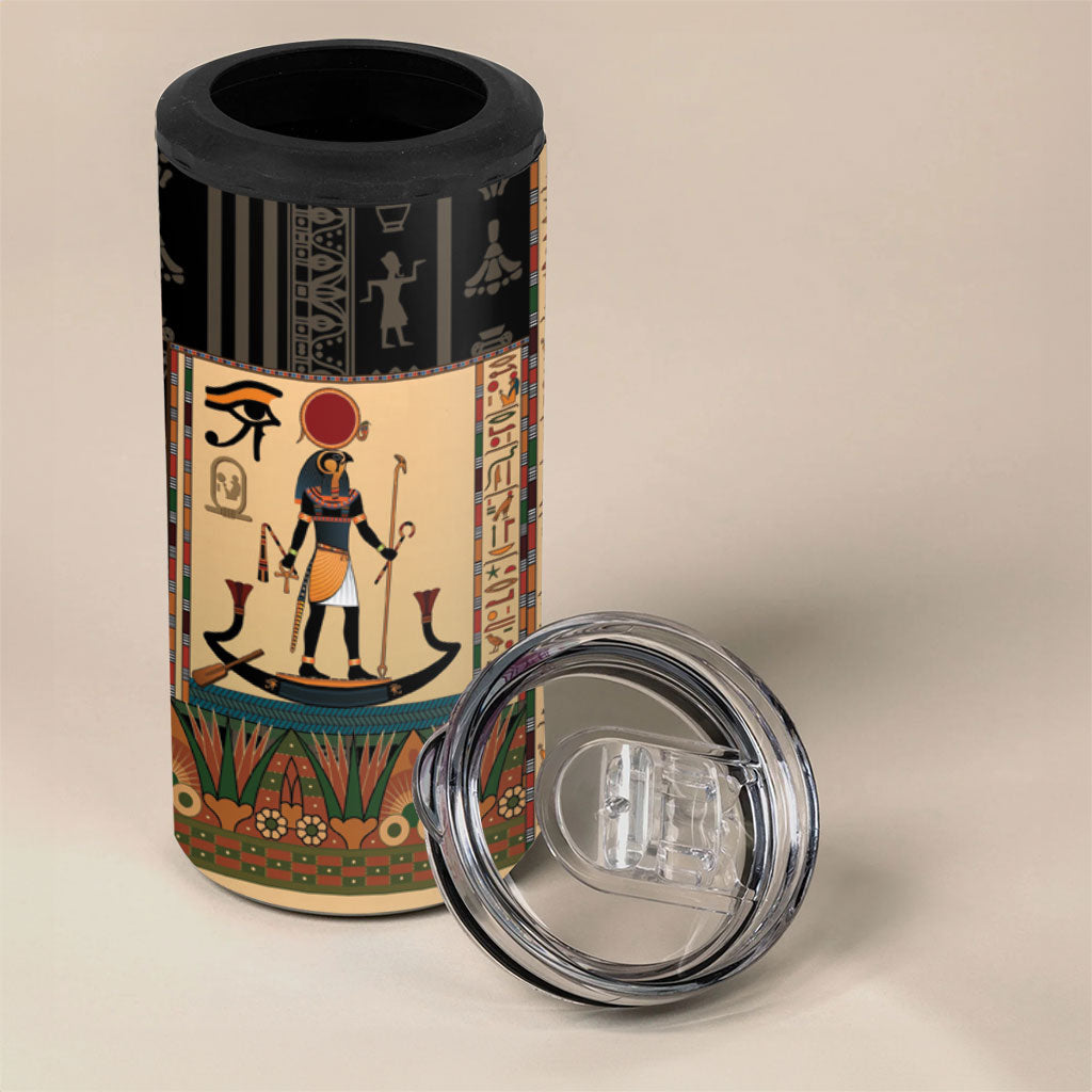 Egyptian God Ra 4 in 1 Can Cooler Tumbler Ancient Mythology Solar Barque Falcon