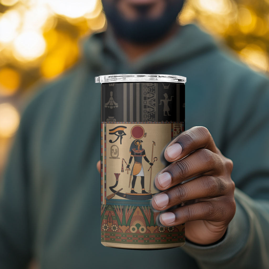 Egyptian God Ra 4 in 1 Can Cooler Tumbler Ancient Mythology Solar Barque Falcon