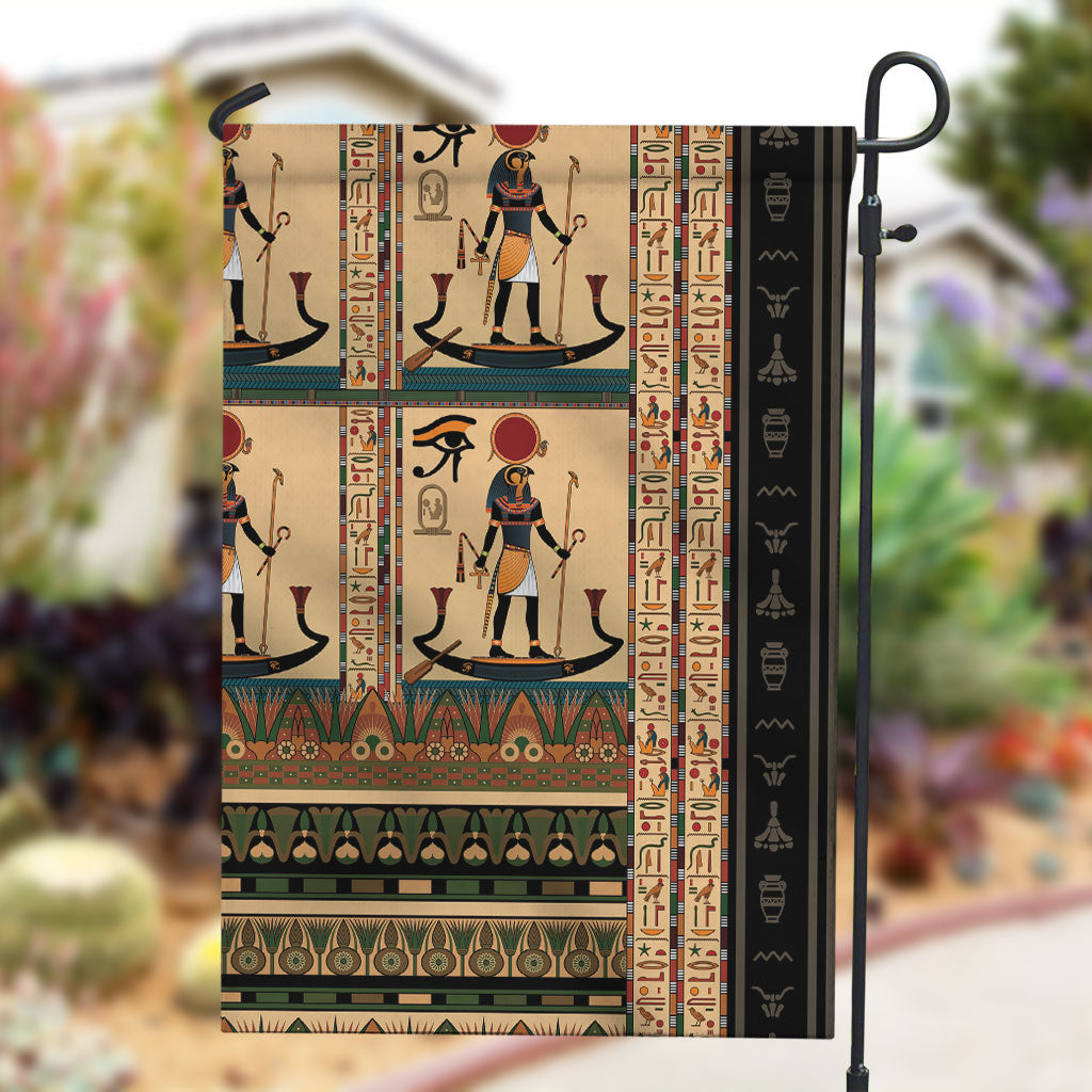 Egyptian God Ra Garden Flag Ancient Mythology Solar Barque Falcon