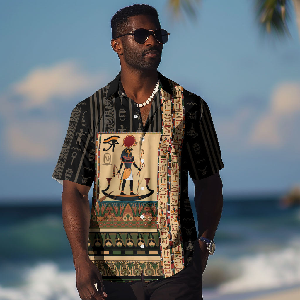 Egyptian God Ra Hawaiian Shirt Ancient Mythology Solar Barque Falcon
