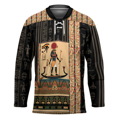 Egyptian God Ra Hockey Jersey Ancient Mythology Solar Barque Falcon