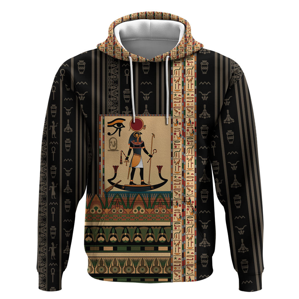 Egyptian God Ra Hoodie Ancient Mythology Solar Barque Falcon