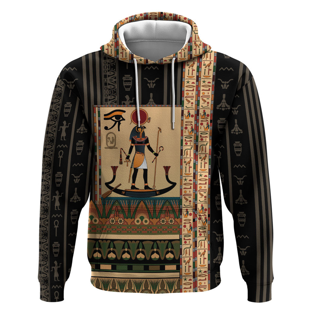 Egyptian God Ra Hoodie Ancient Mythology Solar Barque Falcon