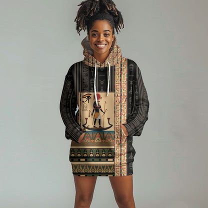Egyptian God Ra Hoodie Dress Ancient Mythology Solar Barque Falcon