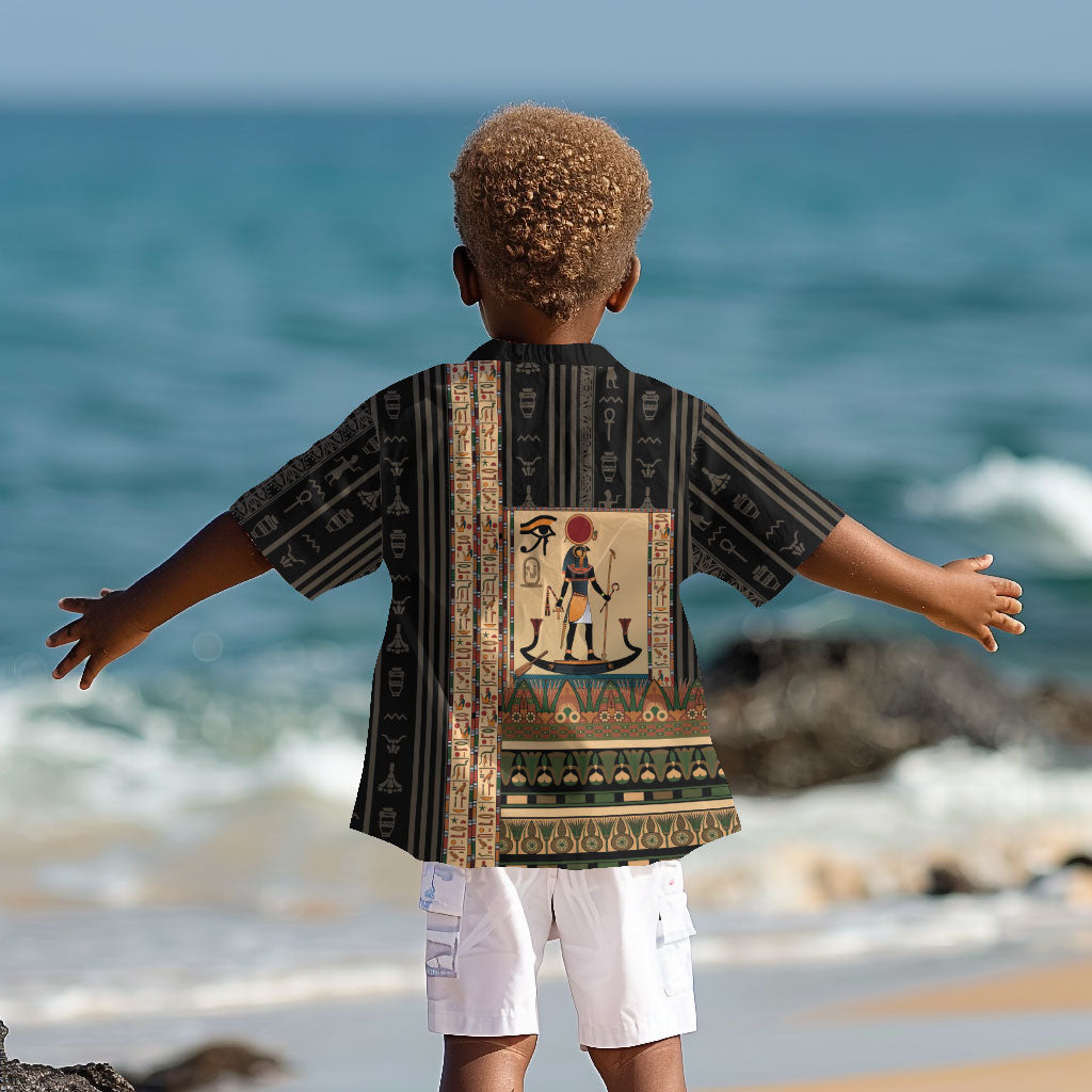 Egyptian God Ra Kid Hawaiian Shirt Ancient Mythology Solar Barque Falcon