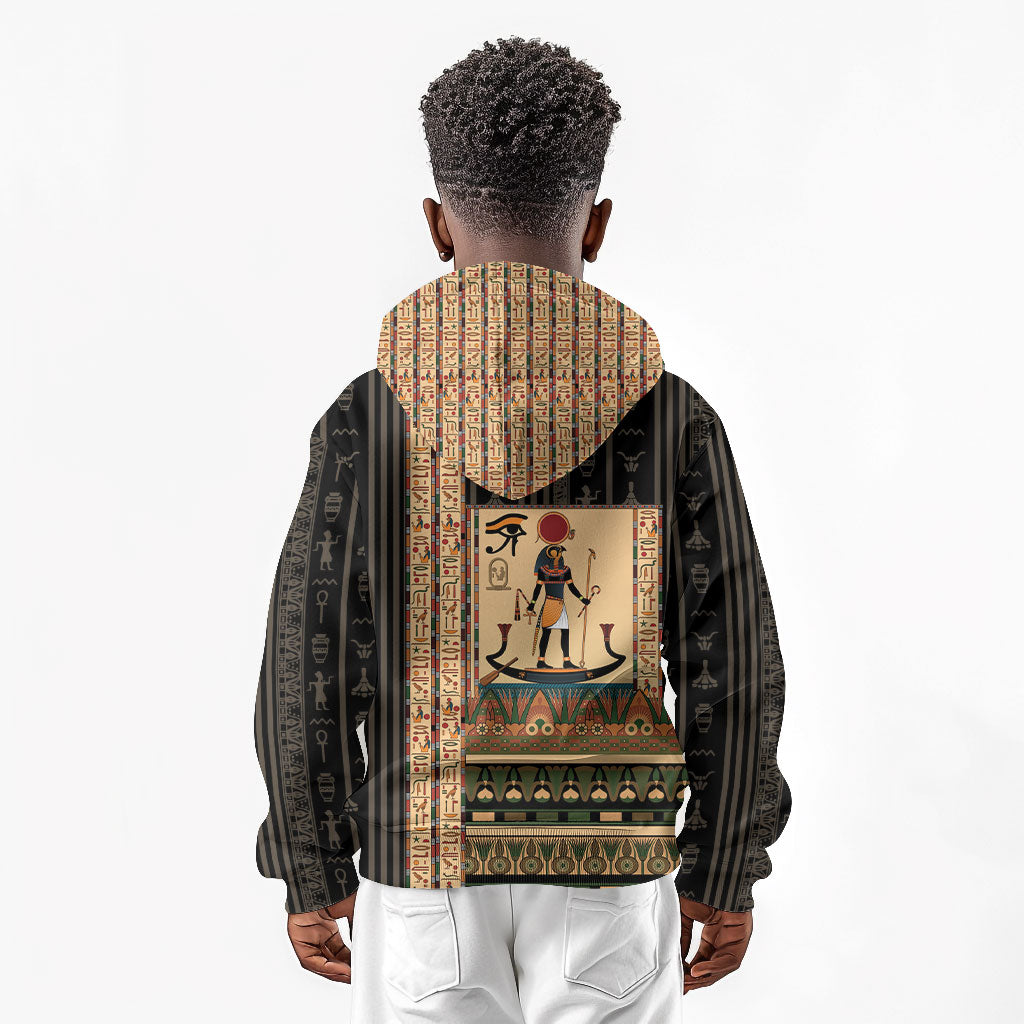 Egyptian God Ra Kid Hoodie Ancient Mythology Solar Barque Falcon