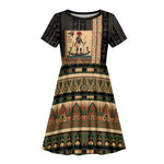Egyptian God Ra Kid Short Sleeve Dress Ancient Mythology Solar Barque Falcon