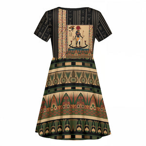 Egyptian God Ra Kid Short Sleeve Dress Ancient Mythology Solar Barque Falcon