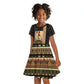 Egyptian God Ra Kid Short Sleeve Dress Ancient Mythology Solar Barque Falcon