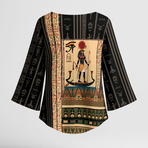 Egyptian God Ra Kimono Sleeve Blouse Ancient Mythology Solar Barque Falcon