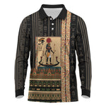 Egyptian God Ra Long Sleeve Polo Shirt Ancient Mythology Solar Barque Falcon