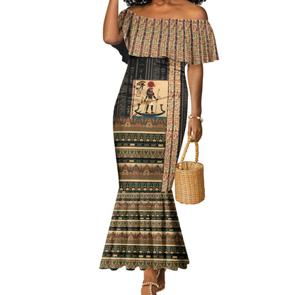 Egyptian God Ra Mermaid Dress Ancient Mythology Solar Barque Falcon