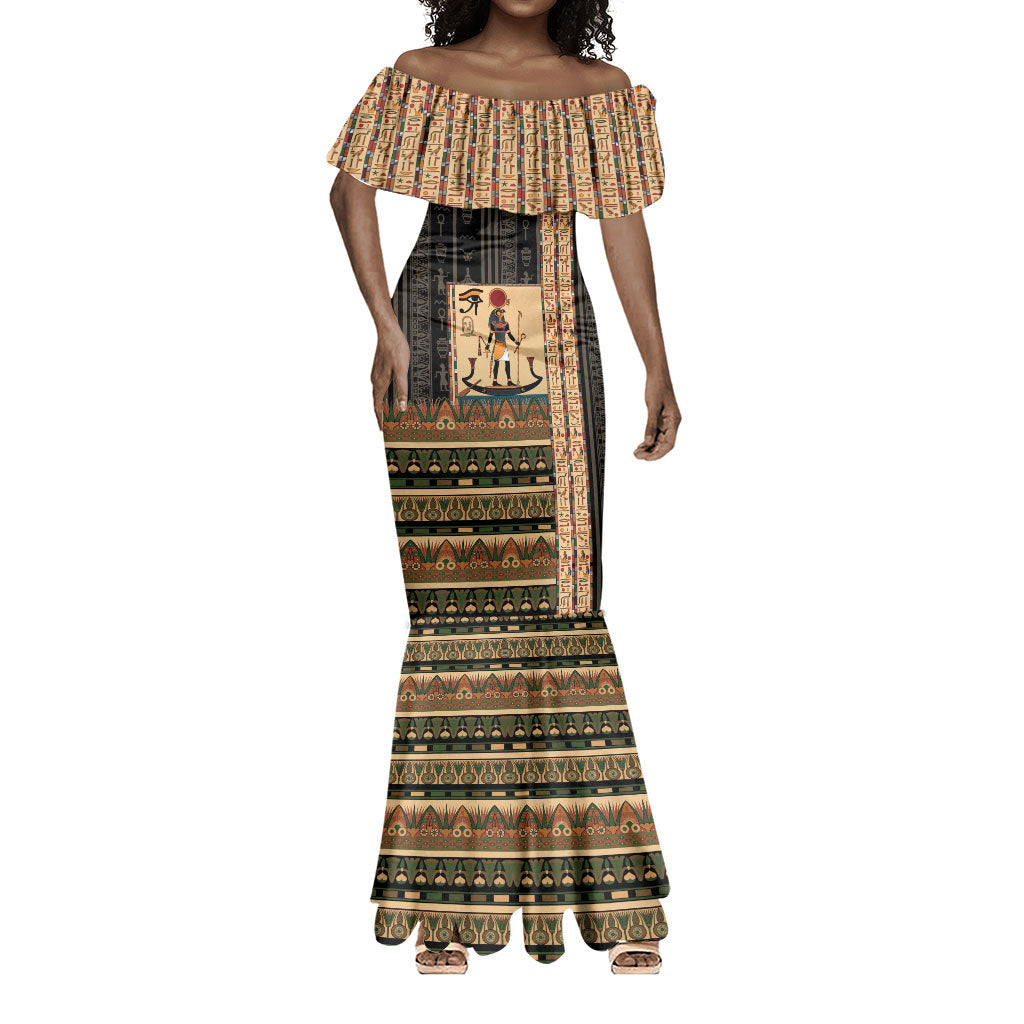 Egyptian God Ra Mermaid Dress Ancient Mythology Solar Barque Falcon
