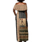 Egyptian God Ra Off Shoulder Maxi Dress Ancient Mythology Solar Barque Falcon
