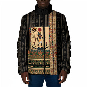 Egyptian God Ra Padded Jacket Ancient Mythology Solar Barque Falcon