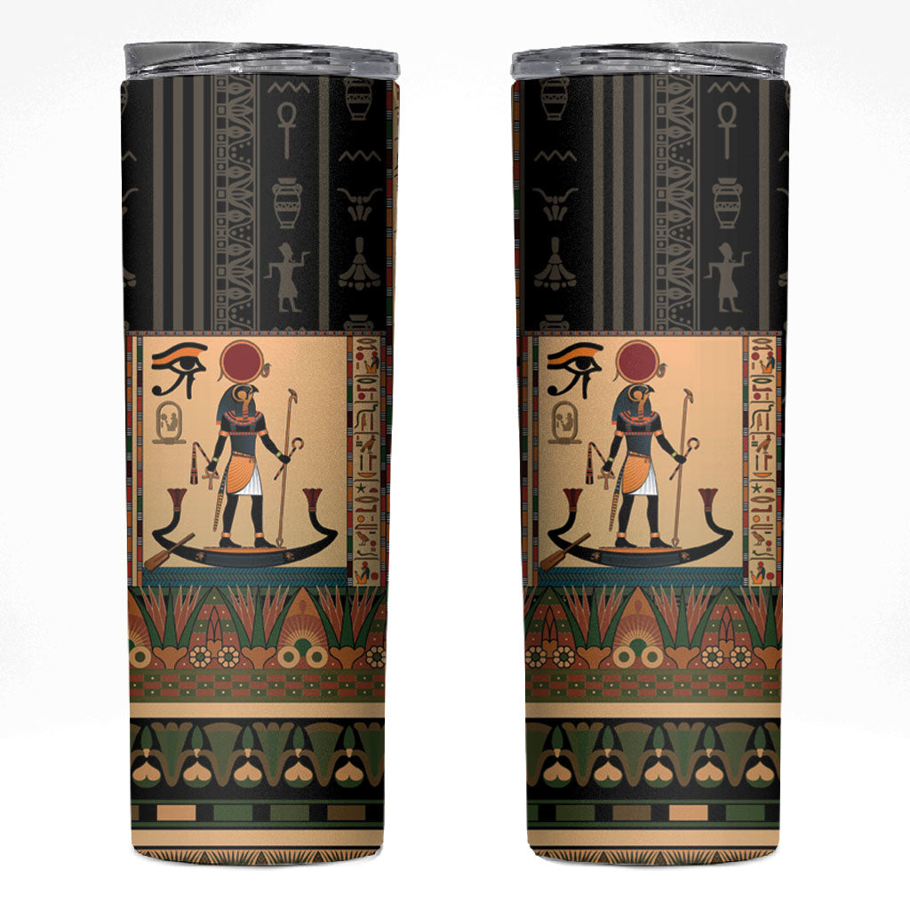 Egyptian God Ra Skinny Tumbler Ancient Mythology Solar Barque Falcon