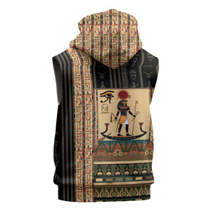 Egyptian God Ra Sleeveless Hoodie Ancient Mythology Solar Barque Falcon