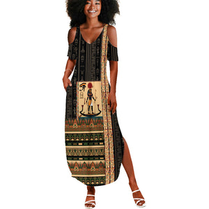 Egyptian God Ra Summer Maxi Dress Ancient Mythology Solar Barque Falcon