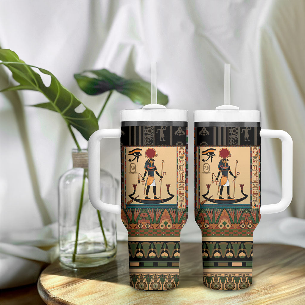 Egyptian God Ra Tumbler With Handle Ancient Mythology Solar Barque Falcon