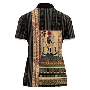 Egyptian God Ra Women Polo Shirt Ancient Mythology Solar Barque Falcon