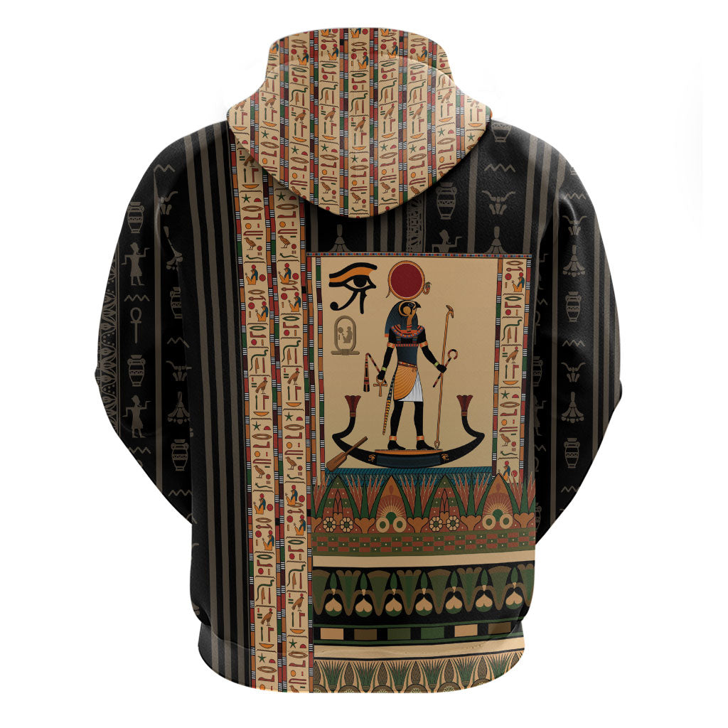 Egyptian God Ra Zip Hoodie Ancient Mythology Solar Barque Falcon