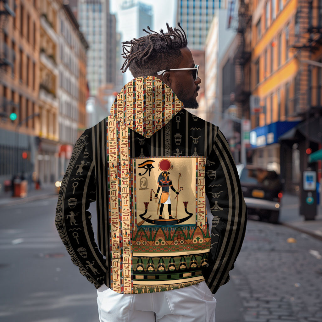 Egyptian God Ra Zip Hoodie Ancient Mythology Solar Barque Falcon