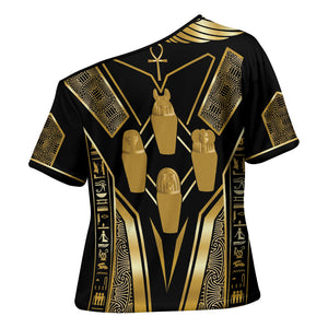 Egypt Canopic Jars Cross Shoulder Shirt Ancient Mythology Four Sons of Horus