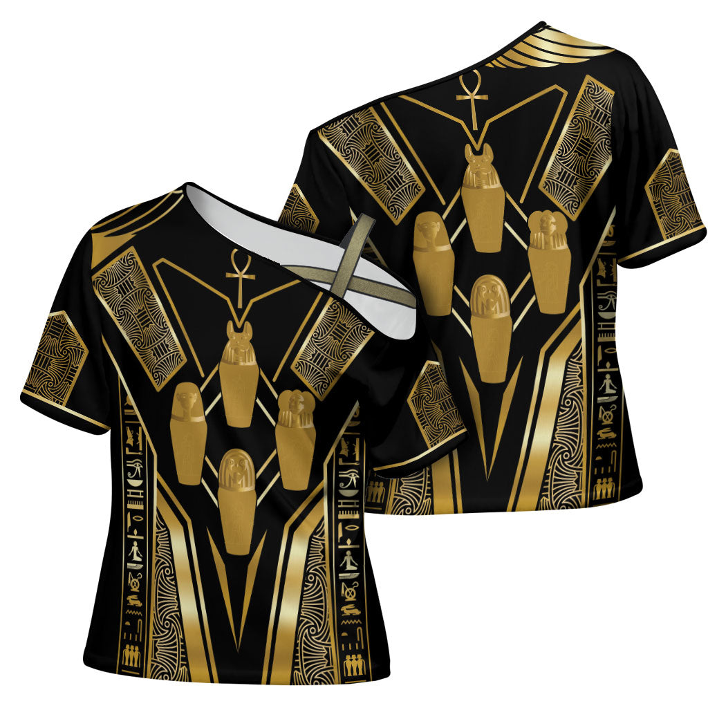 Egypt Canopic Jars Cross Shoulder Shirt Ancient Mythology Four Sons of Horus