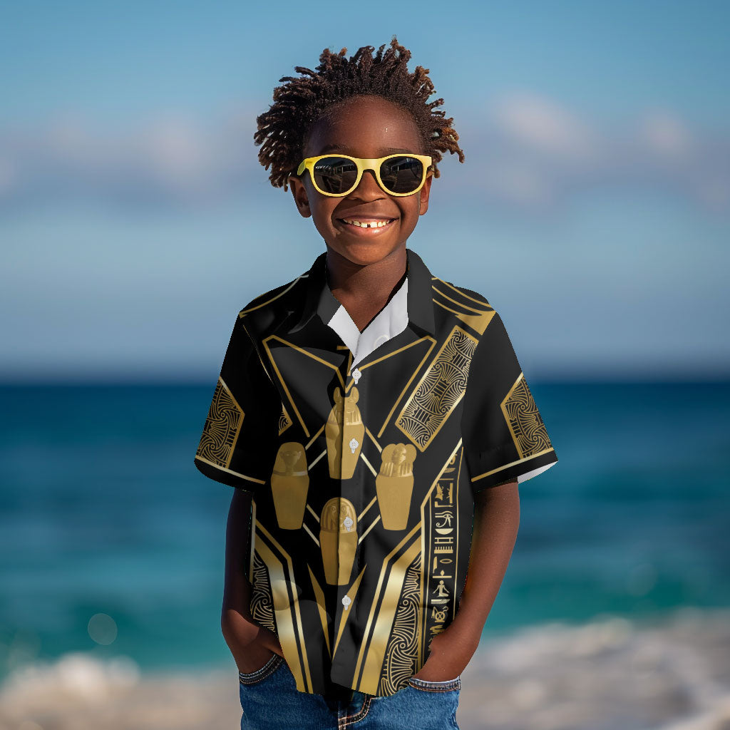 Egypt Canopic Jars Kid Hawaiian Shirt Ancient Mythology Four Sons of Horus