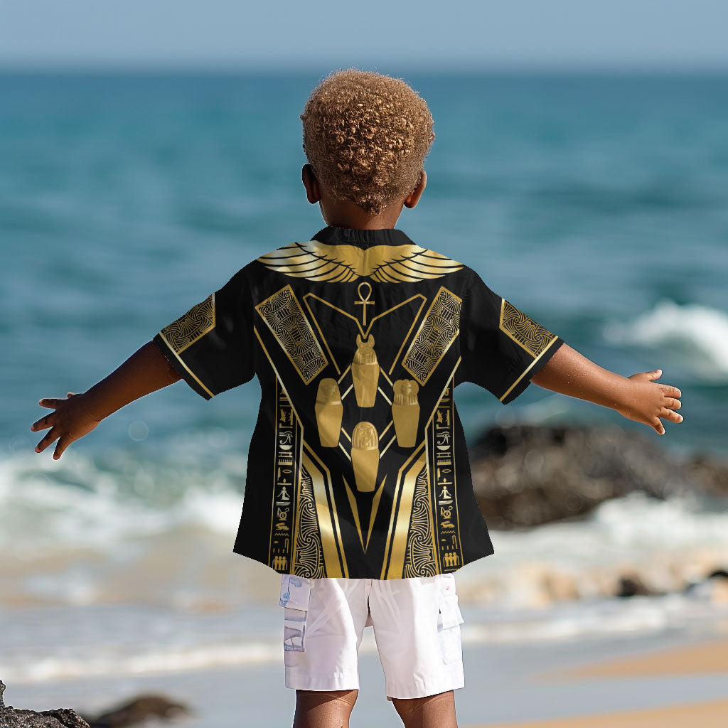 Egypt Canopic Jars Kid Hawaiian Shirt Ancient Mythology Four Sons of Horus
