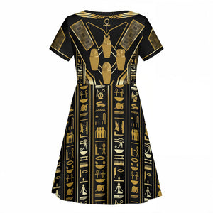 Egypt Canopic Jars Kid Short Sleeve Dress Ancient Mythology Four Sons of Horus