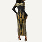 Egypt Canopic Jars Long Sleeve Bodycon Dress Ancient Mythology Four Sons of Horus